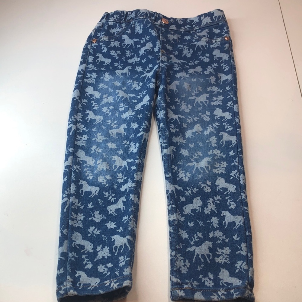 Vince Camuto Kids' Unicorn Floral Lightly Distressed Blue Jeans Girls 5 Like new